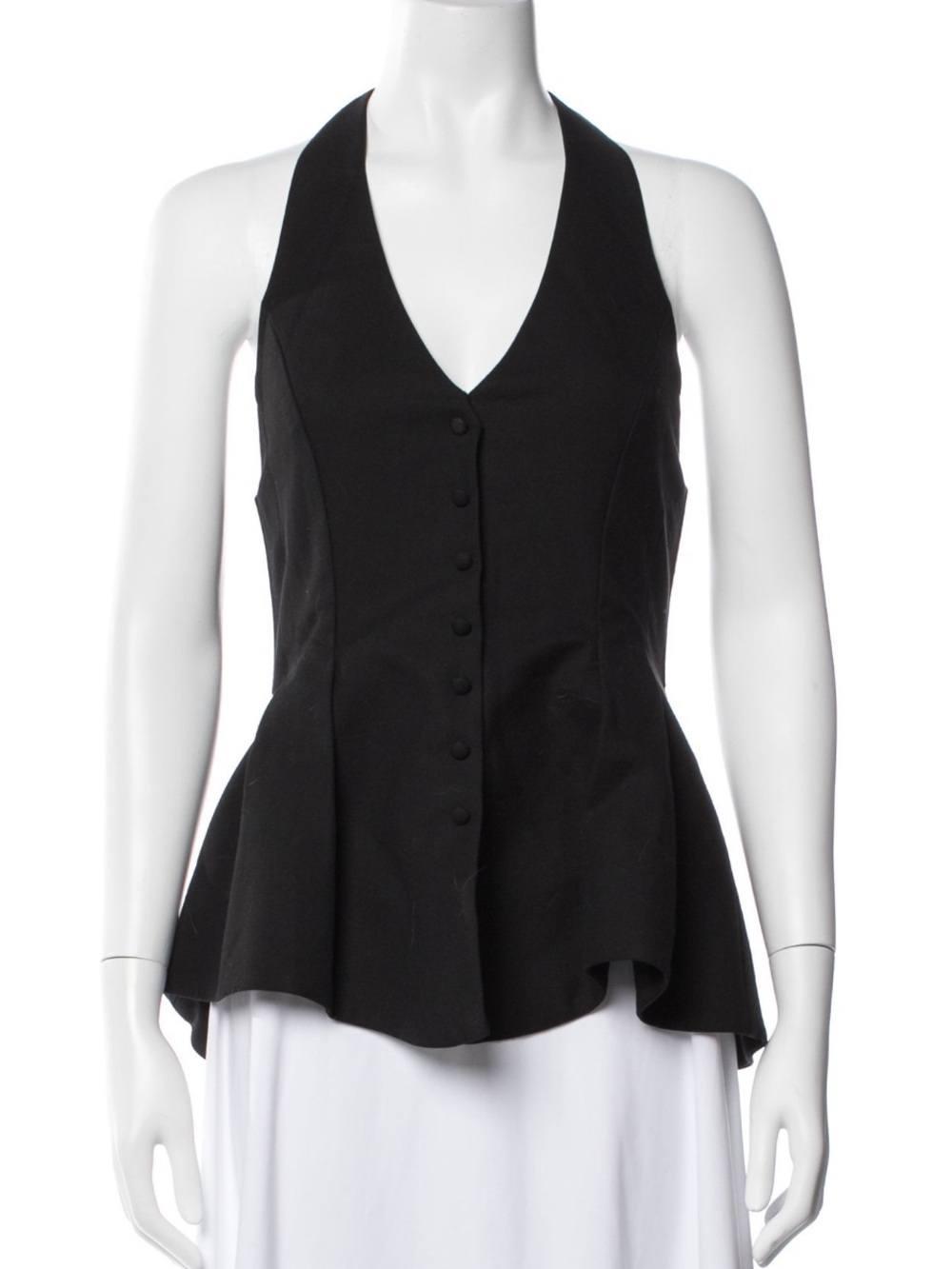 Reformation Auli Halter
Wool-Blend Peplum Vest Top in Black